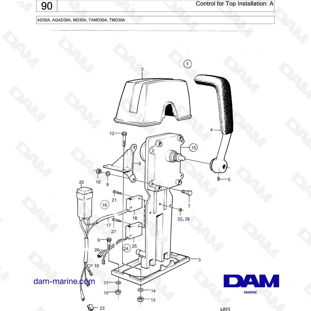 Spare parts and exploded views for Volvo Penta AQAD30A